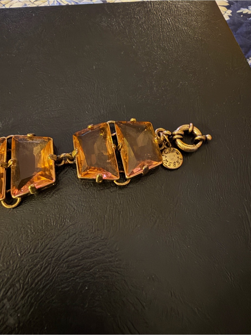 Gold-Tone Amber Crystal Link Bracelet - Women Jewelry Bracelets - Picture 2 of 2